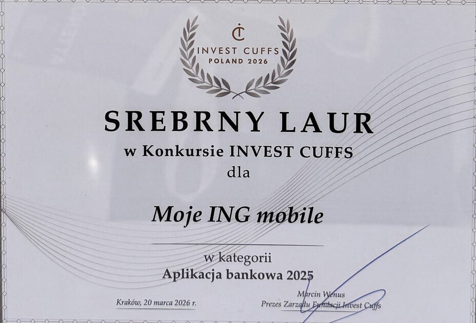 Srebrny Laur Invest Cuffs dla ING